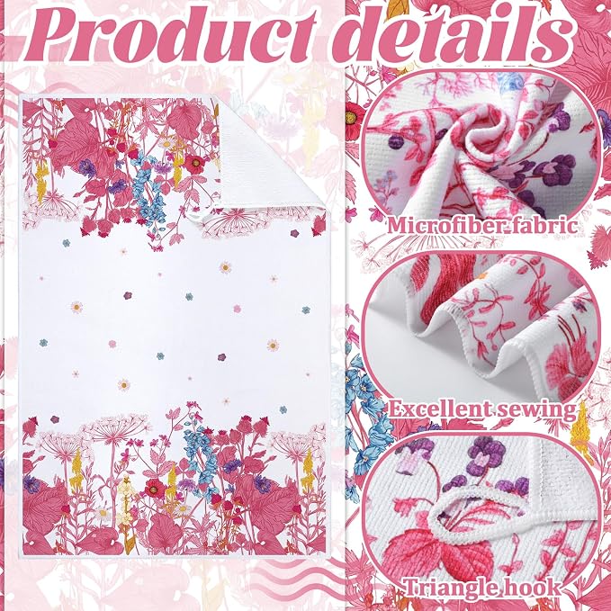 4 Pcs Wildflower Kitchen Towels, Pink and White Hand Dish Cloths | Fast Drying Absorbent Decorative Floral Daisy Wildflower Tea Towels, Housewarming Gift for Kitchen Cooking Baking Bathroom