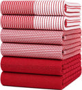 Premium Kitchen Towels 6 Pack 100% Cotton, 20"x28" Dish Towels - Red | Large Flat & Terry Kitchen Linen Set with Hanging Loops, Highly Absorbent for Washing and Drying Dishes