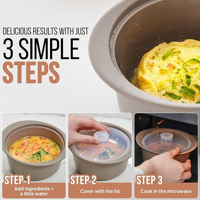 27oz Platinum Silicone Microwave Steamer Pot with Handle & Lid - Korean 100% Food-Grade Steamer Bowl, Heat-Resistant Cooker with Steam Holes, Easy Clean, Dishwasher Safe, Dry Rose