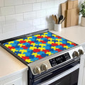 Electric Stove Top Cover Protector,Autism Awareness Puzzle Glass Flat Top Stove Mat,Heat-Resistant Oven Induction Cooktop Mat for Ceramic Countertop Mats Dish Drying Mat