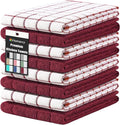 Homaxy Large Premium Cotton Kitchen Towels 16"x 28", 8 Pack, Red | Natural Ring Spun 390 GSM Dish Towels, Super Absorbent Terry Kitchen Hand Towels, Soft Tea Towels with Hanging Loop
