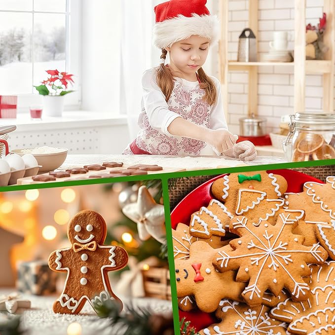 Christmas Cookie Cutters Set 6 Pieces,Biscuit Cutter Set for Holiday | Stainless Steel Metal Cutter with Christmas Tree, Gingerbread Man, Snowman, Snowflake, Candy Cane, Santa Face Shapes