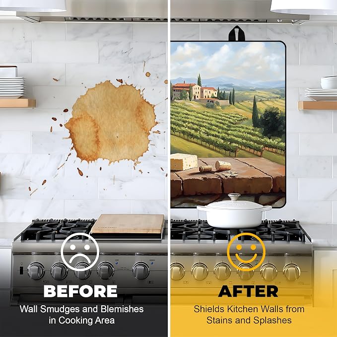 NYZE Stove Top Cover for Electric/Glass Stove, 28x20 Inch Stovetop Cover Flat Top Protector Dish Drying Mat for Kitchen (Vineyard)