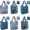 BeeGreen Sea Turtle Reusable Grocery Bags Large Tote Bag With Handles, Bulk Gift Foldable Shopping Bags for Women 6 Pack, Cute Cloth Bag, Heavy Duty, Washable For Beach, Holiday, Travel And Groceries