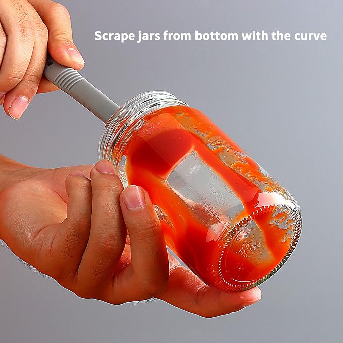 Silicone Mini Small Spatula, Curved Kitchen Can Jar Spatula | For Wet Canned Pet Food, Cooking Baking Frosting Scraping Mixing, Epoxy Resin Crafting