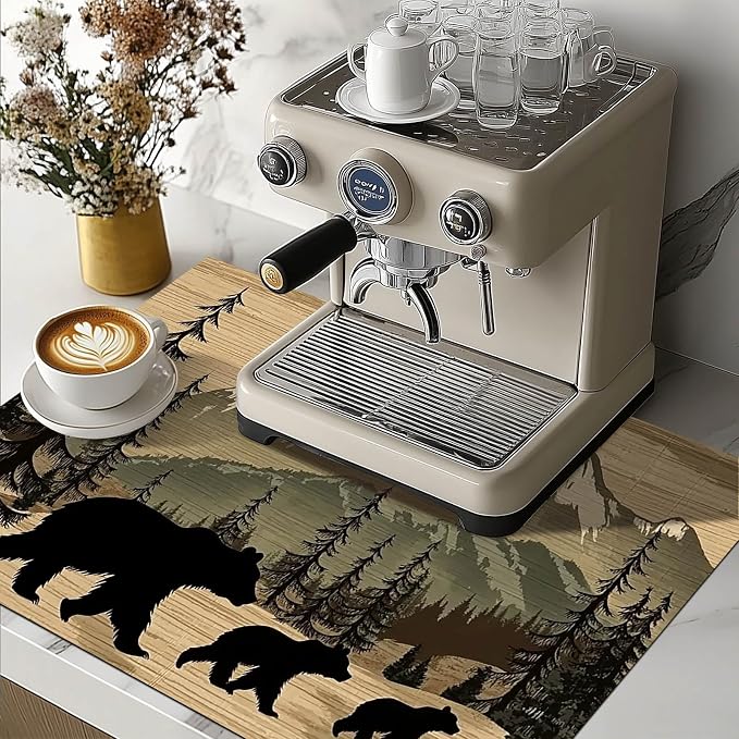HOMETITUTE Mountain Bear Stove Cover 28x20 Heat Resistant Diatomite Mat