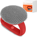 Welded Chainmail Cast Iron Scrubber with Heavy Duty Handle,3mm Fine Ring | Long Lasting Cast Iron Cleaner with Hanging Hole,Metal Sponge Scour Cleaning Grill, Skillet, Frying Pan, Wok,Dutch Oven - Red