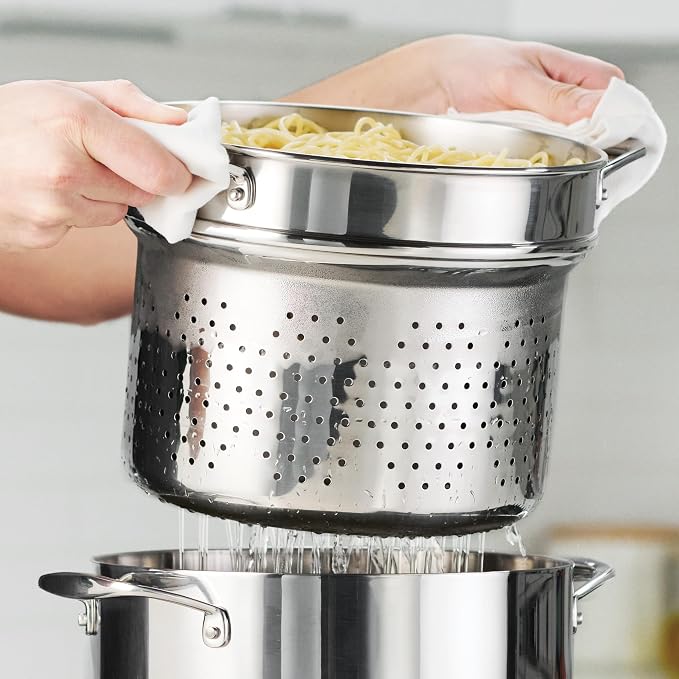 Tramontina Signature Stainless Steel Pasta Strainer Insert for Pot | Basket compatible with 8-Quart Stock Pot