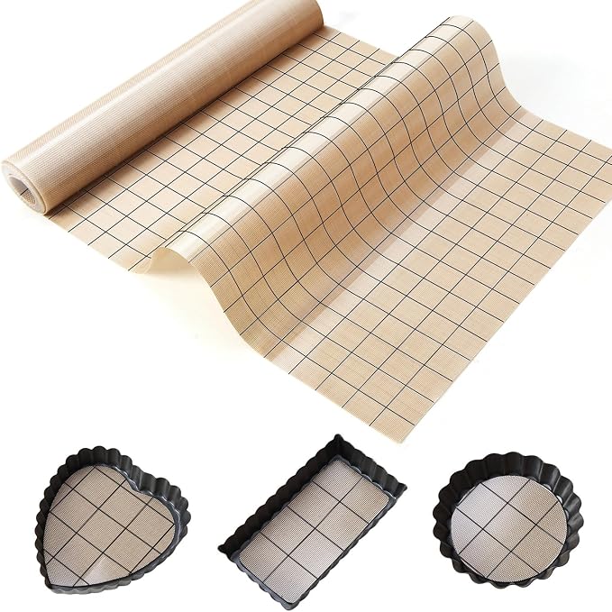 Silicone Baking Mat Roll 16IN*5FT Free Cutting, Non-Slip Pastry Mat, Non-Stick Reusable Air Fryer Liner, Oven Liners, Counter Mat, Freeze Dryer Mat, Easily Cut to Size Fit All Ovens Pans Tins Dishes