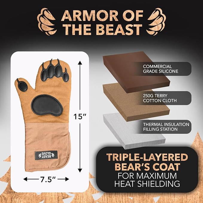 Bear Paw Oven Mitts (Beast Gloves) Funny Heat Resistant Oven Gloves, Non Slip Silicone Grip Bear Hands, Thick Potholders Set for Baking Grilling BBQ, Kitchen Gift, Cooking Gifts Kitchen Mitts Set
