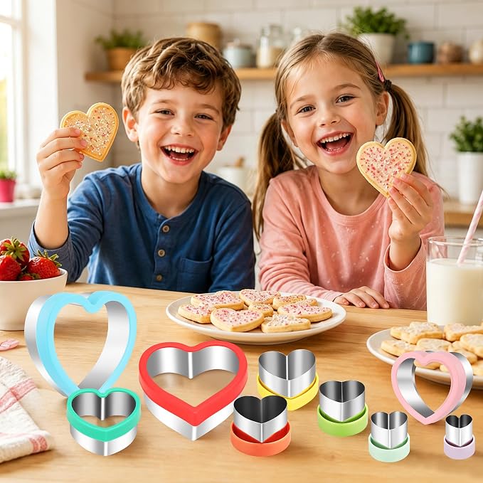 laxizar 9 Pcs Heart Cookie Cutters Set Stainless Steel Biscuit Cutter