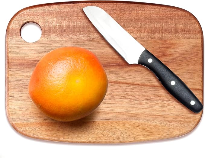 Small Acacia Wood Cutting Boards for Kitchen with Hanging | Mini Wooden Cutting Board for Vegetables, Fruit, Bread, Meat - BPA Free, 9" x 6.5"