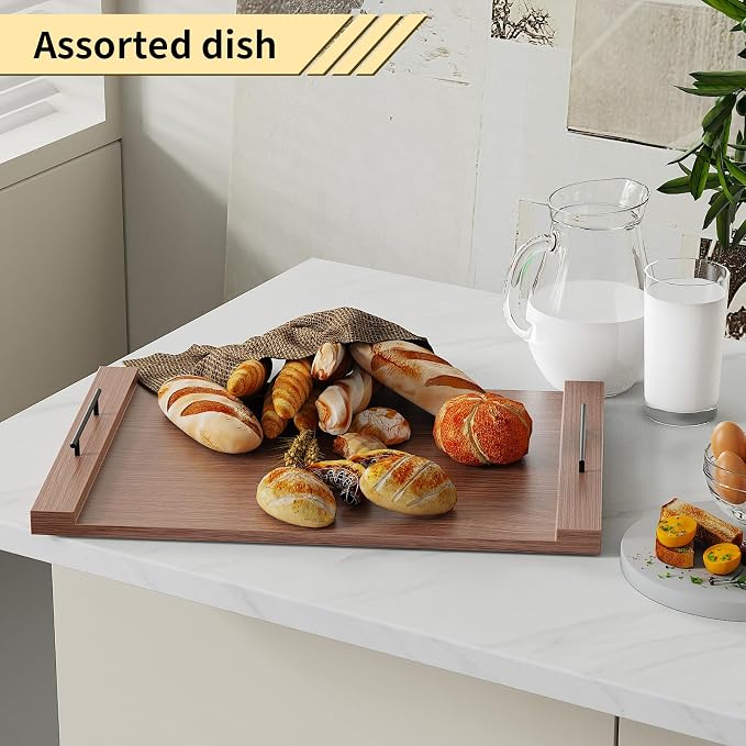 Walnut-colored Wood Noodle Board Stove Cover with Handles - 30x22 Large Stove Top Covers for Gas Burners, Decorative Wooden Stove Topper for Electric Range, Extra Counter Space for Farmhouse