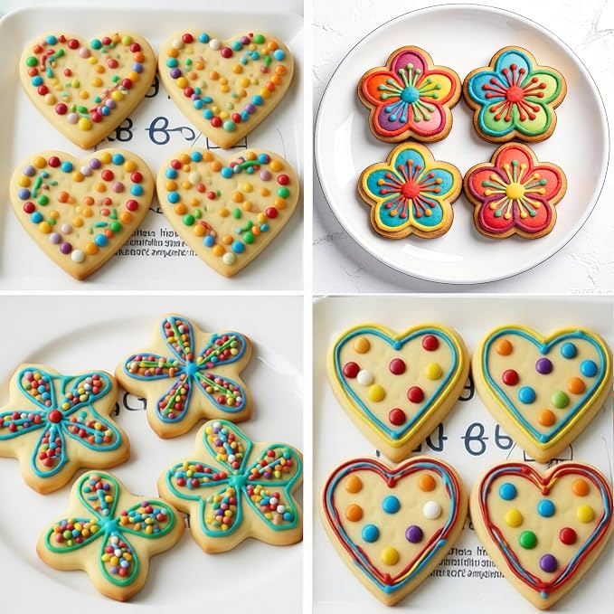 10PCS Heart Cookie Cutter & Flower Cookie Mold, Stainless Steel Kitchen Baking Supplies, Sandwich Cutters, 5 Sizes for Fondant Cake, Cookies, Biscuits & DIY Party Decor (Heart-Flower)