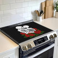 Skull Red Rose Electric Stove Top Cover Protector,Flowers Skeleton Glass Flat Top Stove Mat,Heat-Resistant Oven Induction Cooktop Mat for Ceramic Countertop Mats Dish Drying Mat
