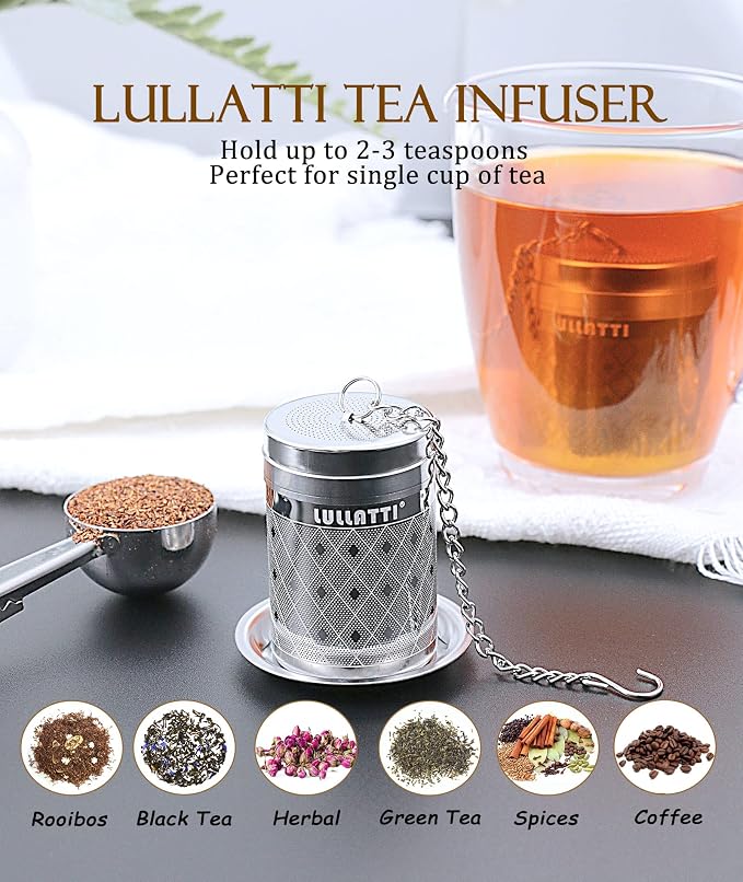 Tea Infusers for Loose Tea, 18/8 Stainless Steel Tea Strainer Set, Extra Fine Mesh Tea Steeper for Brew Tea, Spices & Seasoning | Ideal for loose leaf tea, fine mesh traps all sediment, and dishwasher-safe for easy clean.
