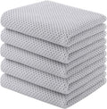 Homaxy 100% Cotton Waffle Weave Kitchen Towels, 5-Pack, Light Gray | 13 x 28 Inches, Ultra Soft Absorbent Dish Towels, Quick Drying Cleaning Towels