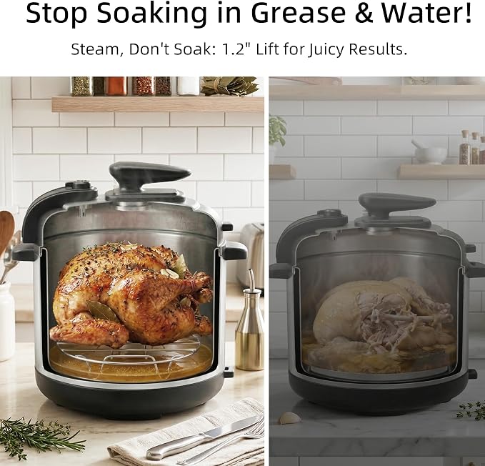 2-Pack Round Steamer Rack 6.9" 8.9" | Stainless steel, Fits 5-8Qt Cookers, 40lbs, 500°F, air fryer/pressure cooker/Dutch oven, dishwasher safe