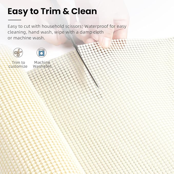 BAGAIL Non-Adhesive Shelf Liner, Thick Strong Grip Drawer Liners for Kitchen Cabinets, Heavy-Duty Easy Cut Cabinet Liners for Shelves, Pantry, Bathroom Cupboards - 12" x 20FT, Cream