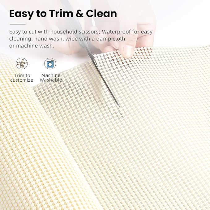 BAGAIL Non-Adhesive Shelf Liner, Thick Strong Grip Drawer Liners for Kitchen Cabinets, Heavy-Duty Easy Cut Cabinet Liners for Shelves, Pantry, Bathroom Cupboards - 12" x 30FT, Cream