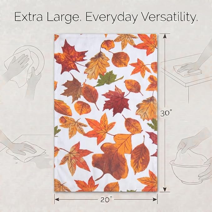 Urban Villa Kitchen Towels Cotton Dish Towels 20”x30”(Set of 6)Harvest Leaf