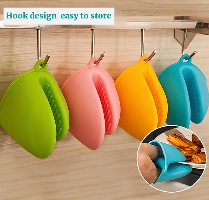 1 Pair Gray,Mini Silicone Oven Gloves, Mini Finger Protector Pot Holder for Kitchen,Cooking,Baking,BBQHeat Resistant Gloves，can be Washed in the Dishwasher