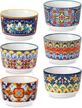 vancasso 6 Oz Ramekins Oven Safe Set of 6, Ceramic Baking Souffle Dishes | Bohemian Ramekins for Creme Brulee, Souffle, Custard, Pudding, Small Bowls for Dipping Sauce, Ice Cream