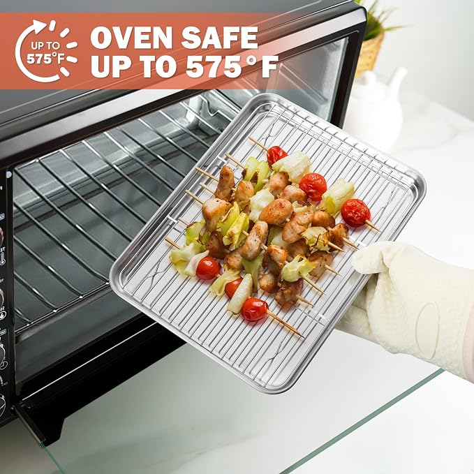 Homikit 2 Pack Cooling Racks, 12” x 9” Stainless Steel Baking Rack Set for Bacon Bread Cookies, Heavy Duty Metal Wire Oven Rack for Cooking Roasting Grilling Fit Quarter Sheet Pan, Dishwasher Safe