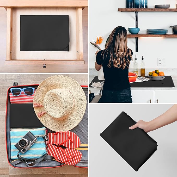 FLASLD Heat Resistant Mat for Air Fryer Site on, Fireproof Silicone Mats for Kitchen Counter, Countertop Protector, No-slip and Waterproof (12"X18", Black)