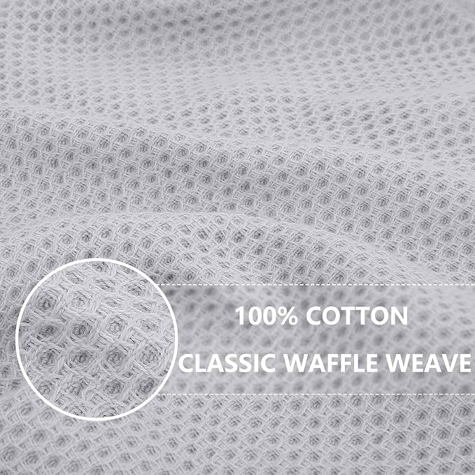 Homaxy 100% Cotton Waffle Weave Kitchen Dish Cloths, 4-Pack, Light Gray | 12 x 12 Inches, Ultra Soft Absorbent Dish Towels, Quick Drying Dish Rags with Hanging Loop
