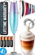Zulay Kitchen Powerful Milk Frother Wand With Duracell Batteries - Ultra Fast Handheld Drink Mixer - Electric Whisk Foam Maker for Coffee, Lattes, Cappuccino & Matcha - Z1 Motor - Borealis