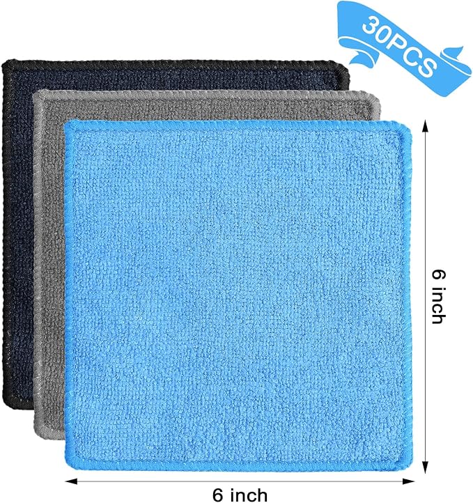 30 Pcs Dry Erase Cloth,6 X 6 Inch,Blue/Gray/Black | Cleaning Rags Reasonable Whiteboard Cloth Kitchen Towels Microfiber Towels Cars Wash