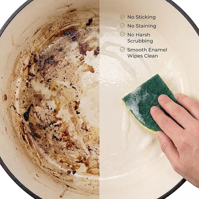 Zulay Kitchen 6.4QT Enameled Cast Iron Dutch Oven Pot with Lid, Heavy-Duty Soup Pot for Stews, Braising, Roasting & Sourdough Bread Baking, Oven Safe up to 500°F - Green