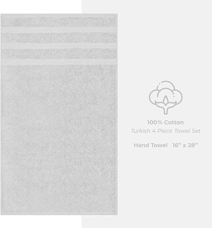 American Soft Linen 100% Cotton Luxury Turkish Towels, 4 PC Hand Towel Set | Soft Absorbent Quick Dry OEKO Tex Standard 100 Certificated Durable Machine Washable Premium Hotel Quality