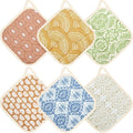6 Pack Pot Holders 100% Cotton Heat Resistant Potholder, Machine Washable Pot Holder, Hot Pads, Table Pads for Cooking Baking (M)