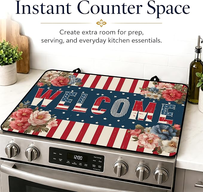 Stove Top Covers with A Non-slip Rubber Coating | protect Your Stove from Scratches, Extend Countertop Space, and Add A Classic Kitchen Touch