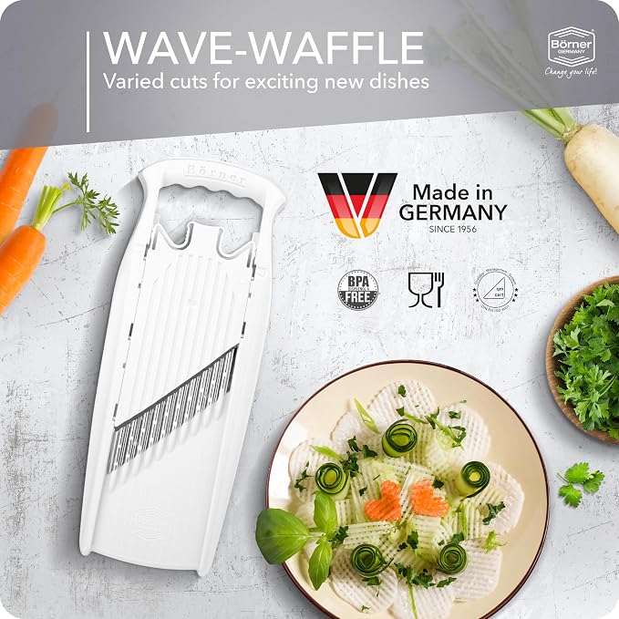 BORNER Wave waffle PowerLine | Vegetable Grater Börner - Quality Made in Germany, Color:White