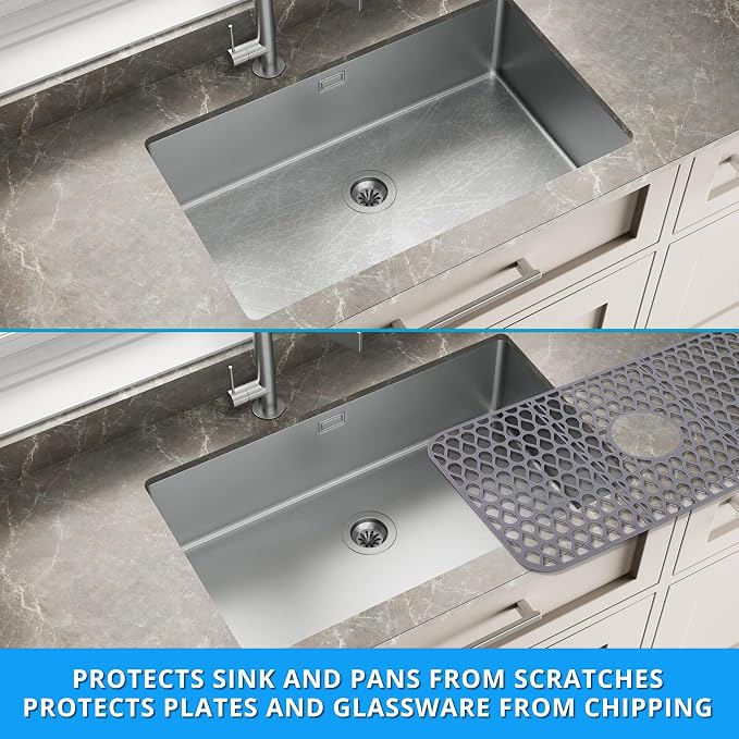Silicone Sink Protector for Kitchen Sink – Extra Large 26" x 14" Kitchen Sink Mat for Bottom of Sink – Heat-Resistant, Dishwasher-Safe, Non-Slip Sink Grid & Accessories, Flexible Sink Cover