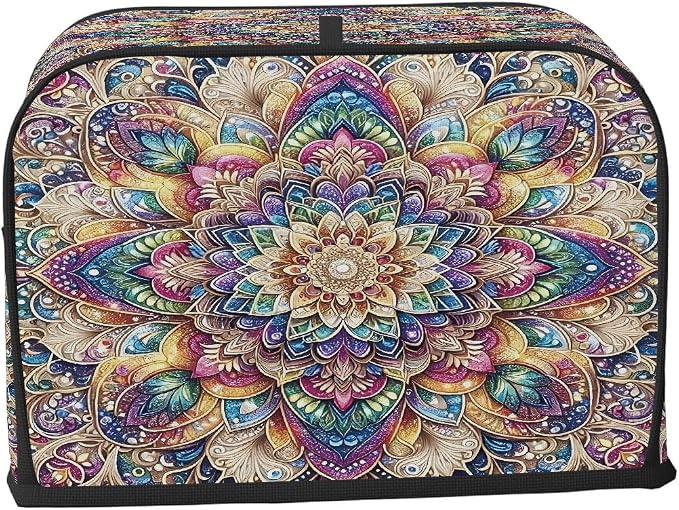 4 Slice Toaster Cover Flower Mandala Bohemia Toaster Covers Four Slice Wide Slot Waterproof and Dustproof Covers for Wide Slot Toasters and Small Appliances Kitchen Decor Gifts