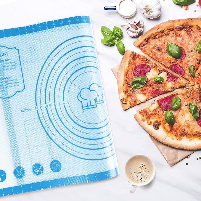 DANIA & DEAN 36"x24" Large Durable Silicone Baking Mat for Pastry and Bread | Non-Slip & Non-Stick Mat with Measurements, for Pizza, Pie Crust, Dough Rolling, Pasta & Sourdough, Reusable Counter Sheet