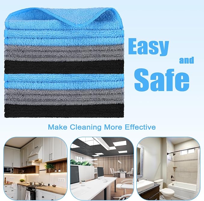 50 Pcs Dry Erase Cloth,6 X 6 Inch,Blue/Gray/Black | Cleaning Rags Reasonable Whiteboard Cloth Kitchen Towels Microfiber Towels Cars Wash