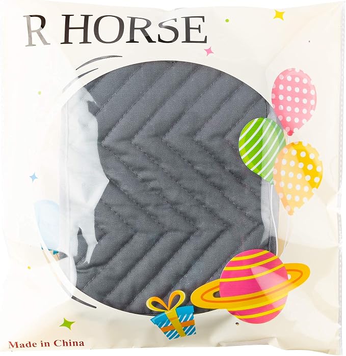 R HORSE 6 Pack Gray Pot Holders with Pocket for Kitchen, 7''x 9'' | Cotton Potholders, Heat Resistant Oven Mitts, Non-slip Terry Cloth Trivet, Ideal for Baking, Cooking, Machine Wash