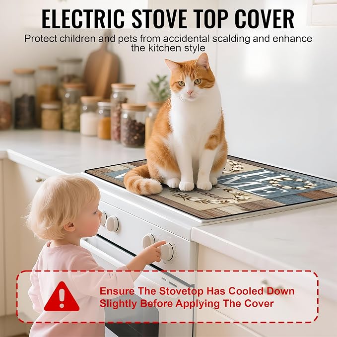 NYZE Stove Top Cover for Electric/Glass Stove, Flat Top Cooktop Protector, Electric Cooktop Cover, Extra Counter Space for Kitchen (HOME LOVE)