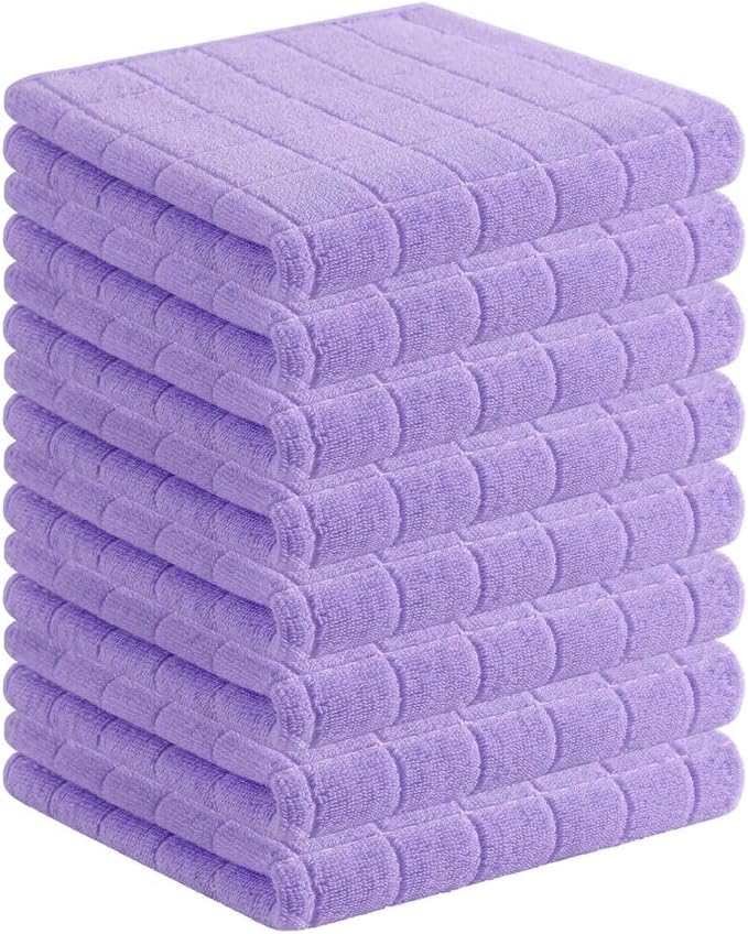 Homaxy 100% Cotton Terry Kitchen Towels, 8 Pack, Lavender | Ultra Soft and Absorbent Dish Towels for Kitchen, Suitable for Drying and Washing Dishes