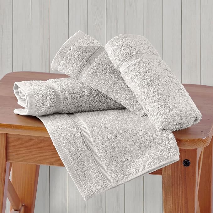 Hawmam Linen Luxury Cotton Washcloths 13x13 Inch - Large Hotel Spa Bathroom Face Towel | 12 Pack | Ice Silver