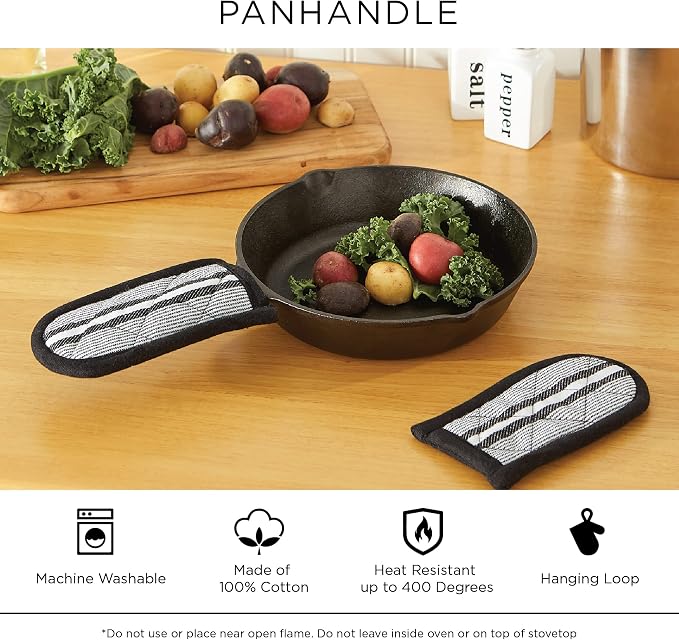 DII Double Strip Chef Kitchen Cooking & Baking Collection, Pan Handle Set, 6x3, French Blue, 3 Piece