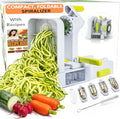 Brieftons QuickFold 5-Blade Spiralizer: Compact Foldable Manual Vegetable Spiralizer & Zucchini Noodle Maker, 5 Japanese Stainless Steel Blades, Spaghetti Maker for Potatoes, Keto Paleo Gluten-Free