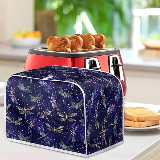 Dragonfly Print Toaster Cover 2 Slice Bread Toaster Oven Dustproof Cover, Waterproof Kitchen Small Appliance Cover Table Home Kitchen Decor