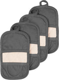 RITZ Premium Pot Holders & Heating Pads (4-Pack), 8.5" x 5.5", Heat Resistant, 100% Cotton Terry-Looped Pocket, Kitchen and Barbeque, Graphite