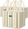 BALEINE 3PK Reusable Grocery Bags, Heavy Duty Shopping Tote Bag | 12'' Long Handles, Reinforced Bottom Keeps Upright, Fold Flat Storage, Water-Resistant Shopping Bag, Multiple Color Options